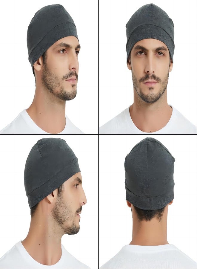 Headshion Cotton Skull Caps for Men Women,4-Pack Lightweight Beanie Sleep Hats Breathable Helmet Liner - Image 5